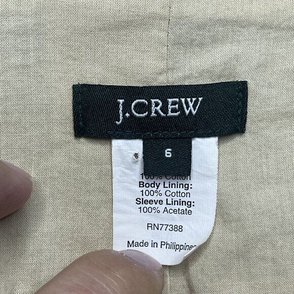 J.Crew Womens Beige Cotton Moto Jacket Size 6 - Picture 2 of 8